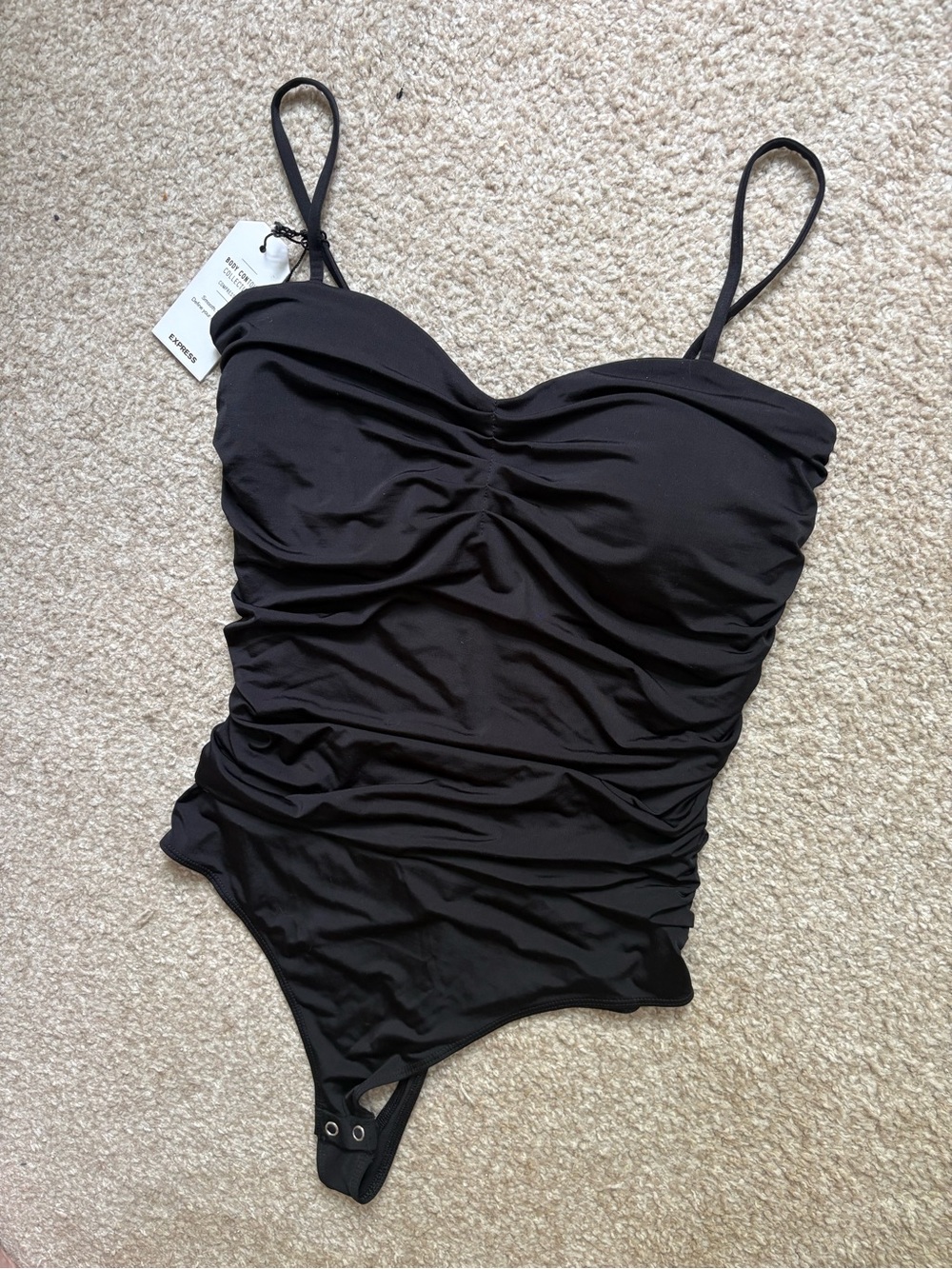 Black Contour Ruched Bodysuit